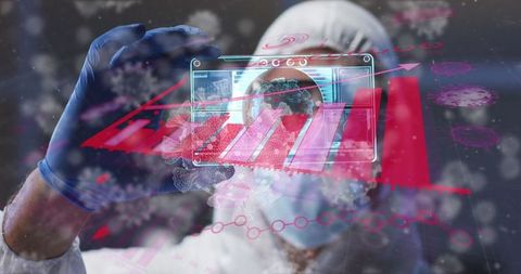 Doctor Analyzing Covid-19 Data with Digital Interface