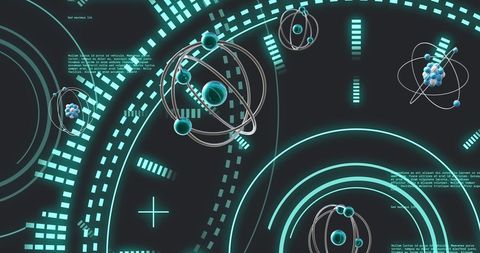 Futuristic Science Concept with Atom Models and Digital Interfaces - Download Free Stock Images Pikwizard.com