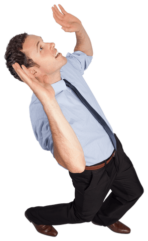 Businessman Celebrating with Arms Raised Transparent PNG