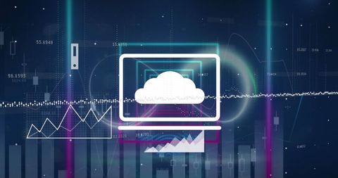 Futuristic Data Technology Interface with Digital Cloud Symbol - Download Free Stock Images Pikwizard.com