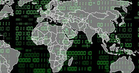 Streaming binary data over global map visualizing digital network flows
