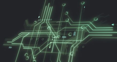 Neon Circuitry Over Digital Network Interface - Download Free Stock Images Pikwizard.com