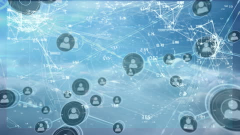 Global Network Technology with Digital Icons in Sky