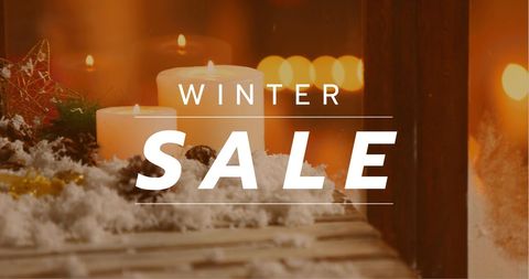 Festive Winter Sale Background with Candle Decoration