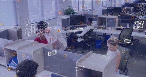 Modern office teamwork reflected in digital environment