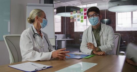 Medical Team Collaboration During Pandemic at Office