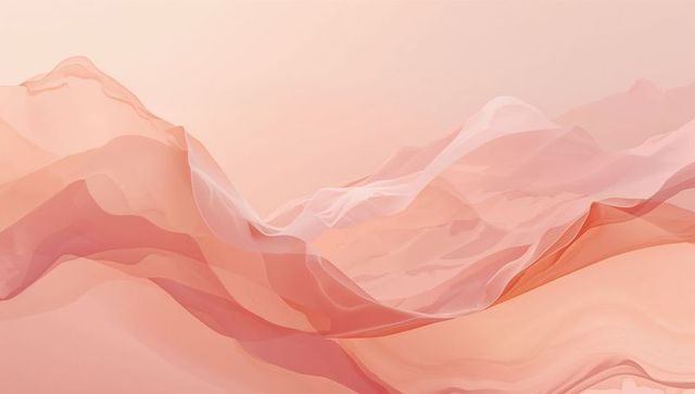 Ethereal peach wave layers flowing translucent ribbons pastel abstract backdrop for design