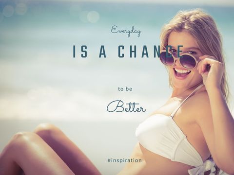 Beachside Inspiration Joyful Woman Promoting Positivity - Download Free Stock Templates Pikwizard.com