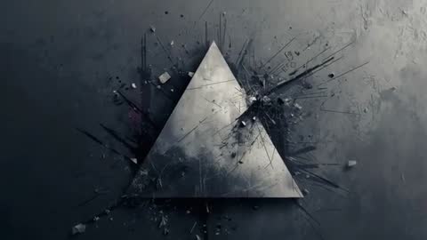 Right-Edge Impact Shattering Metal Triangle Plate, Sending Shards and Dust Radiating
