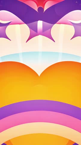 Kaleidoscopic vertical loop morphing colorful geometric forms with pulsing gradients