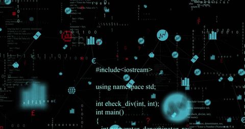 Digital Data Processing Over Network with Tech Icons - Download Free Stock Images Pikwizard.com