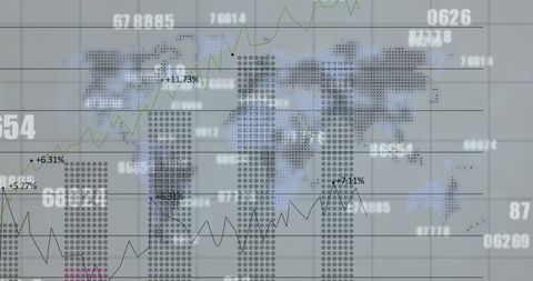 Digital Financial Data Overlay on World Map - Download Free Stock Images Pikwizard.com