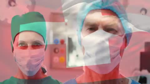 Surgeons in Operating Room Displaying Swiss Flag Motivation