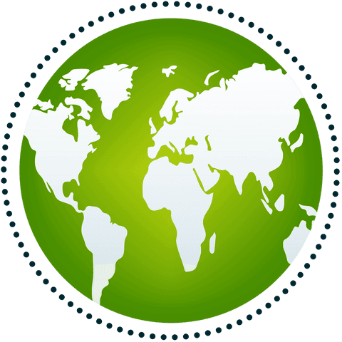 Green Globe Illustration on Transparent Background with Icon