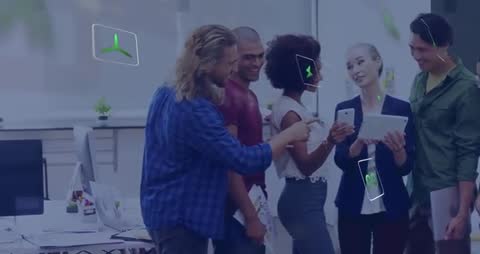 Team Activating Augmented Reality Icons with Digital Devices