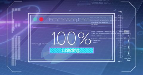 Data Processing Interface Screen with 100% Loading Bar - Download Free Stock Images Pikwizard.com