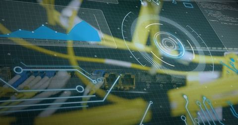 Futuristic Digital Interface Overlay on Data Processing Technology - Download Free Stock Images Pikwizard.com