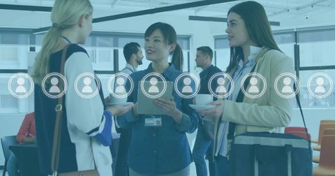 Diverse Business Team Engaged in Data Networking Discussion