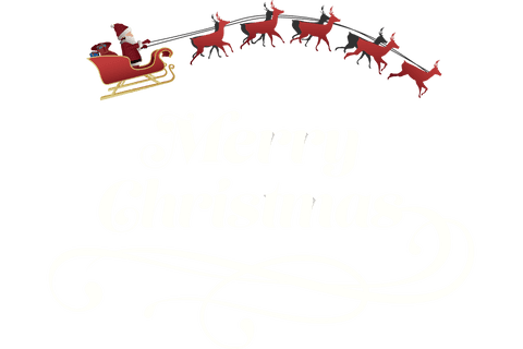 Santa claus sleigh with merry christmas text on transparent design