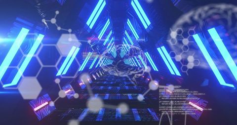 Futuristic Digital Interface with Medical Data Animation in Neon Tunnel - Download Free Stock Images Pikwizard.com