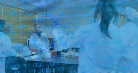 Diverse Medical Team Discussing Data in Modern Laboratory