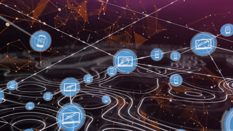 Abstract Digital Network with Topography and Connections