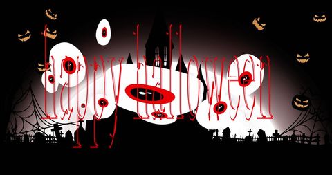 Eerie Haunted House with Spooky Eyes and Bats for Halloween Celebration