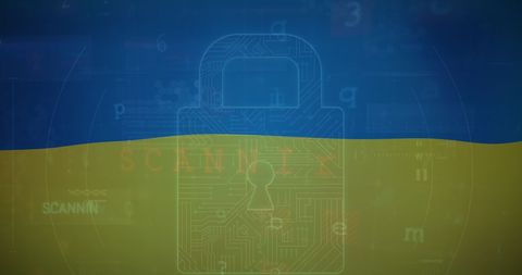 Digital Security and Ukrainian Flag Symbolism - Download Free Stock Images Pikwizard.com