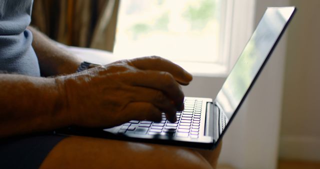 Senior Person Typing on Laptop at Home - Download Free Stock Images Pikwizard.com