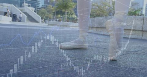 ballet dancer with overlay of financial data on urban street - Download Free Stock Images Pikwizard.com