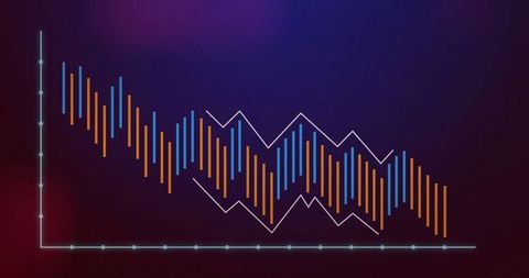 Dynamic graphs and diagrams on colorful background highlighting trend data