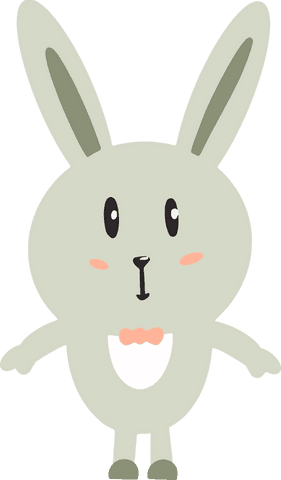 Adorable cartoon rabbit with pink bow on transparent background