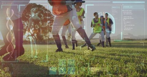Women Soccer Players with Augmented Reality Interface
