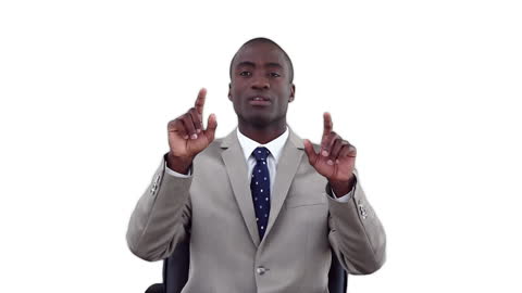 Businessman Engaging with Interactive Virtual Screen Interface