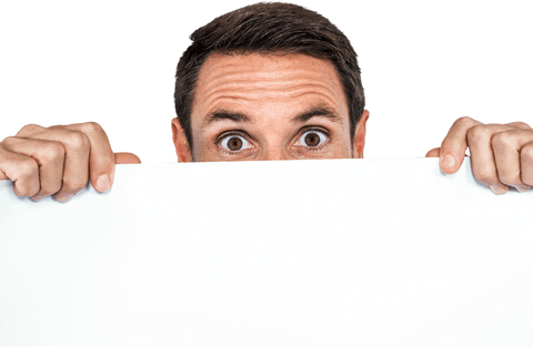 Surprised Man Holding Blank White Board on Transparent Background - Download Free Stock Videos Pikwizard.com