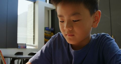 Young Asian Boy Studying in Classroom - Download Free Stock Images Pikwizard.com