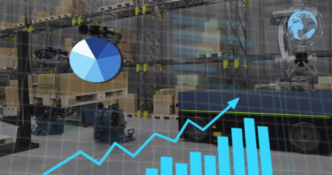 Digital Interface Over Robotics in Futuristic Warehouse