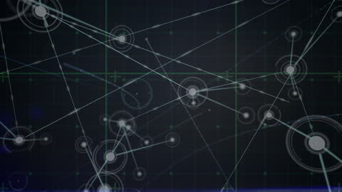 Futuristic Digital Network Interface on Grid Background