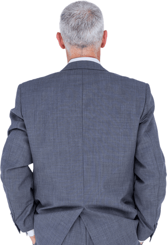 Rear View of Businessman in Suit on Transparent Background