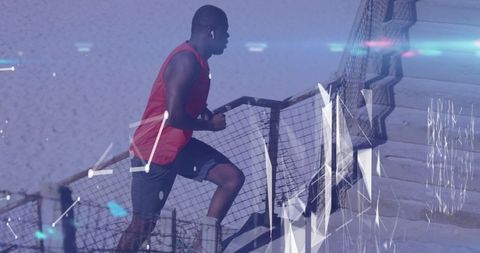 Digital Technology Overlay on Athlete Running Outdoors