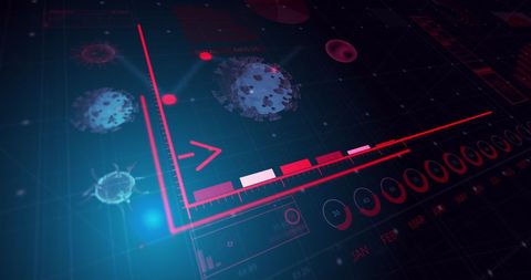 Covid-19 Pandemic Data Analytics Diagram with Virus Particles
