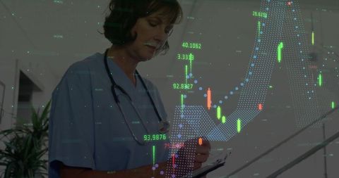 Medical Professional Analyzing Data with Chart Visualization