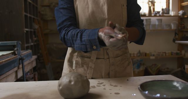 Close-up of Potter Shaping Clay in Studio - Download Free Stock Images Pikwizard.com