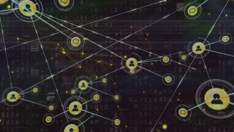 Digital Network Diagram Highlighting Online Connections