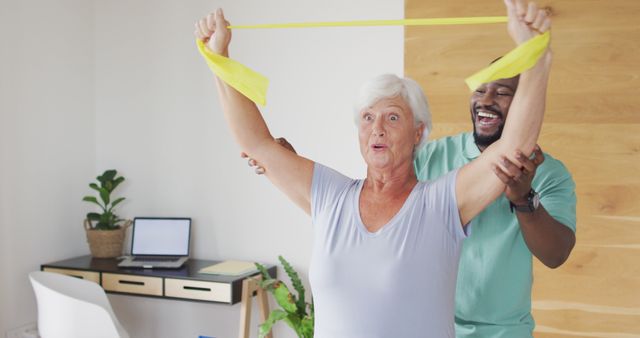 Senior Woman Exercising with Therapist at Home - Download Free Stock Images Pikwizard.com