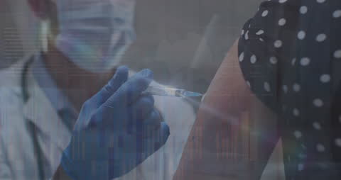 Doctor Vaccinating Patient with Data Overlay During Pandemic