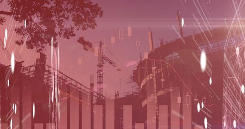 Digital Interface with Financial Data Overlaid on Construction Site - Download Free Stock Images Pikwizard.com
