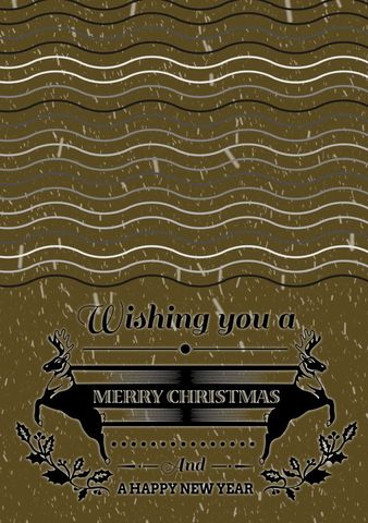 Vintage Christmas Greeting Card with Snow Falling Background