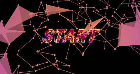 Abstract Network Connections Around Start Sign