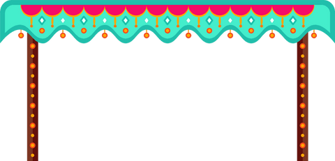 Vibrant Decorative Festival Canopy with Lanterns Transparent Background